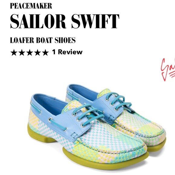 Fluevog LIKE NEW Peacemaker Sailor Swift multi-weave blue loafer boat shoe -9 - Picture 1 of 16